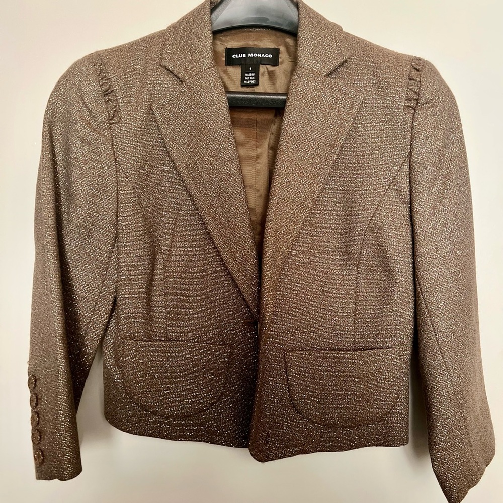 Club Monaco blazer- gold metallic. sz 4